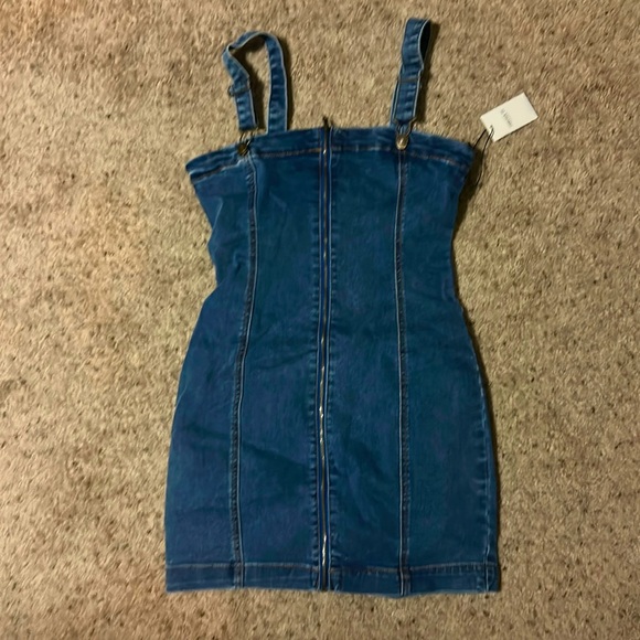 Overall Denim Mini Dress - Picture 1 of 4
